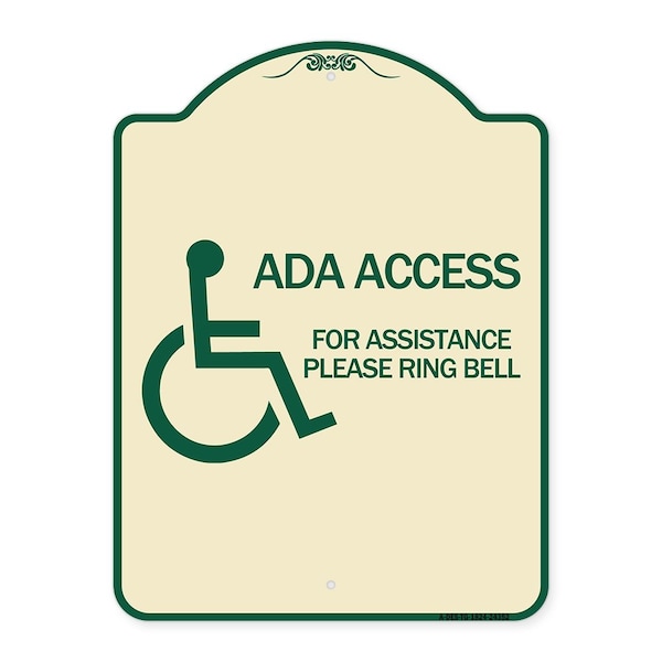 Signmission ADA Access for Assistance Ring Bell W/ New Isa Heavy-Gauge Aluminum Sign, 24" H, TG-1824-24352 A-DES-TG-1824-24352 - main
